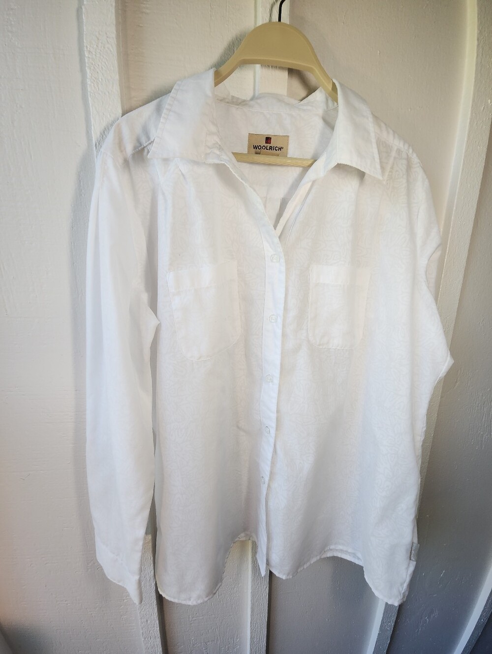 Woolrich White Long-Sleeve Button-Up Shirt All Over Pattern Size XL